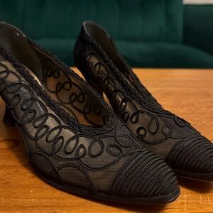 Stuart Weitzman Black Lace Heels – Made in Spain